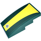 LEGO Dark Green Slope 2 x 4 Curved with Lotus Emblem on Yellow Decor Sticker (93606)