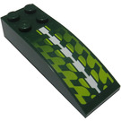 LEGO Dark Green Slope 2 x 6 Curved with Green and White Checkered Pattern Sticker (44126)