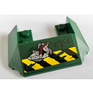 LEGO Dark Green Slope 4 x 6 with Cutout with Black and yellow danger R1DCE Sticker (4365)