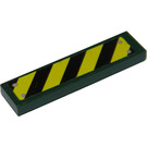 LEGO Dark Green Tile 1 x 4 with black and yellow danger lines and four screws Sticker (2431)