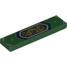 LEGO Dark Green Tile 1 x 4 with Golden Chinese Dragon (2431)