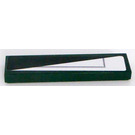 LEGO Dark Green Tile 1 x 4 with White Triangle and Gray Line Right Side Sticker (2431)