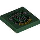 LEGO Dark Green Tile 2 x 2 with Slytherin Crest with Groove (3068 / 56420)