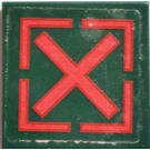 LEGO Vert foncé Tuile 2 x 2 avec X Target Autocollant avec rainure (3068)
