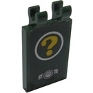 LEGO Dark Green Tile 2 x 3 with Horizontal Clips with Question Mark Sticker (Thick Open 'O' Clips) (30350)