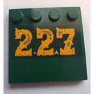 LEGO Vert foncé Tuile 4 x 4 avec Goujons sur Bord avec 227 Autocollant (6179)