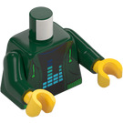 LEGO Donkergroen Torso met Hoodie over Zwart Shirt met Equalizer Bars (973 / 76382)