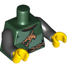 LEGO Donkergroen Tunic Torso met Dier Schedel, Quartered met Lighter Groen (76382 / 88585)