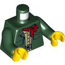 LEGO Dunkelgrün Frau im Dunkelgrün Jacke mit Rot Hut Minifigur Torso (973 / 76382)