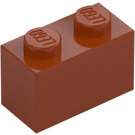 LEGO Mørk oransje Kloss 1 x 2 med bunnrør (3004 / 93792)