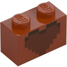 LEGO Mörk Orange Kloss 1 x 2 med Pixlat Hjärta med bottenrör (3004)