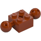 LEGO Dark Orange Brick 2 x 2 with Two Ball Joints with Holes in Ball and axle hole (17114)