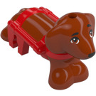 LEGO Dunkles Orange Hund mit Rot Harness (104103)