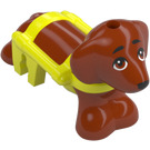 LEGO Donkeroranje Hond met Geel Harness (101284)