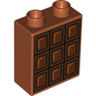 LEGO Dark Orange Duplo Brick 1 x 2 x 2 with chocolate with Bottom Tube (15847 / 38497)