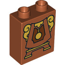 LEGO Dark Orange Duplo Brick 1 x 2 x 2 with Clock base  with Bottom Tube (15847 / 36611)