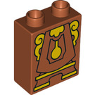 LEGO Dark Orange Duplo Brick 1 x 2 x 2 with Cogsworth Clock Body with Bottom Tube (15847 / 84470)