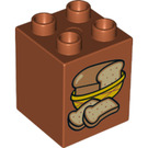 LEGO Dark Orange Duplo Brick 2 x 2 x 2 with Bread (24989 / 31110)