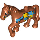 LEGO Dunkelorange Duplo Pferd mit Flagge auf Seite (1376 / 15994)