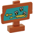 LEGO Dunkelorange Duplo Wood Grain Sign mit Pfeil Pointing Links, Bees und Honey Sign (31283)