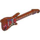 LEGO Dark Orange Electric Guitar with Silver Strings, Spider-Man Head and Black and Tan Checks (11640 / 113359)