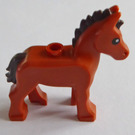 LEGO Mørk orange Foal med Dark Brun Mane og Hale og Sort Øjne