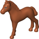 LEGO Dark Orange Horse - Foal with Blue Eyes and White Pupils (6193 / 75534)
