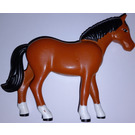 LEGO Dark Orange Horse with Black Tail and White and Black Shoes with Black Mane and Tail and White Blaze and Feet Pattern (6171)