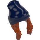 LEGO Orange Sombre Cheveux Longs avec Dark Bleu Beanie Chapeau (52686)