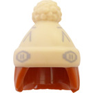 LEGO Mørk orange Mellemlangt hår og Beige Bobble Hat med Pompom (68502)