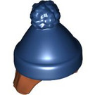 LEGO Dunkelorange Mittlere Länge Gerade Haar mit Dark Blau Bobble Hut (68502)