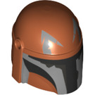 LEGO Dark Orange Minifigure Helmet with Mandalorian Warrior Gray and Black (3807)