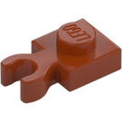 LEGO Donkeroranje Plaat 1 x 1 met Verticaal Klem (Dikke open 'O'-clip) (44860 / 60897)