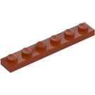 LEGO Orange Sombre assiette 1 x 6 (3666)