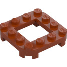 LEGO Donkeroranje Plaat 4 x 4 x 0.7 met Afgeronde hoeken en 2 x 2 Open Midden (79387)