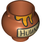 LEGO Dark Orange Rounded Pot / Cauldron with Dripping Honey and "Hunny" Label (78839 / 98374)