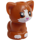 LEGO Arancione scuro Sitting Gatto (Piccolo) con Dark Rosa Naso (74618 / 74990)