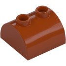 LEGO Mörk Orange Backe 2 x 2 Böjd med 2 Knoppar på Topp (30165)