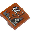 LEGO Dark Orange Slope 2 x 2 Curved with Ninja Skull with Crossed Swords, Rivets and Gears Sticker (15068)