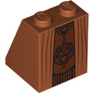 LEGO Mörk Orange Backe 2 x 2 x 2 (65°) med Nute Gunray Robes Mönster med bottenrör (3678 / 74341)