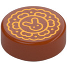 LEGO Dark Orange Tile 1 x 1 Round with Moon Cake Bunny Decoration (1925 / 35380)