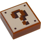 LEGO Dark Orange Tile 1 x 1 with Pixelated Light Brown Question Mark with Groove (3070 / 68945)