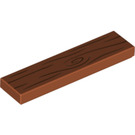 LEGO Mørk orange Flise 1 x 4 med Mørk orange Wood Grain (2431 / 80219)