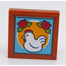 LEGO Dark Orange Tile 2 x 2 with 2 Red Roses and White Chicken Sticker with Groove (3068)