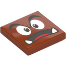 LEGO Dark Orange Tile 2 x 2 with Goomba Face with Open Mouth with Groove (3068)