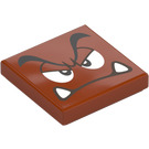 LEGO Dark Orange Tile 2 x 2 with Goomba Grumpy Face with Groove (3068 / 101883)