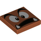 LEGO Dunkelorange Fliese 2 x 2 mit Goomba Surprised Gesicht mit Nut (3068 / 68947)