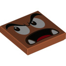 LEGO Dark Orange Tile 2 x 2 with Parachute Goomba Face Looking up with Groove (3068 / 80050)