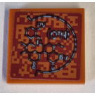 LEGO Dunkelorange Fliese 2 x 2 mit Pixelated Kreis Aufkleber mit Nut (3068)