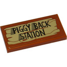 LEGO Donkeroranje Tegel 2 x 4 met Piggy Rug Station Sticker (87079)
